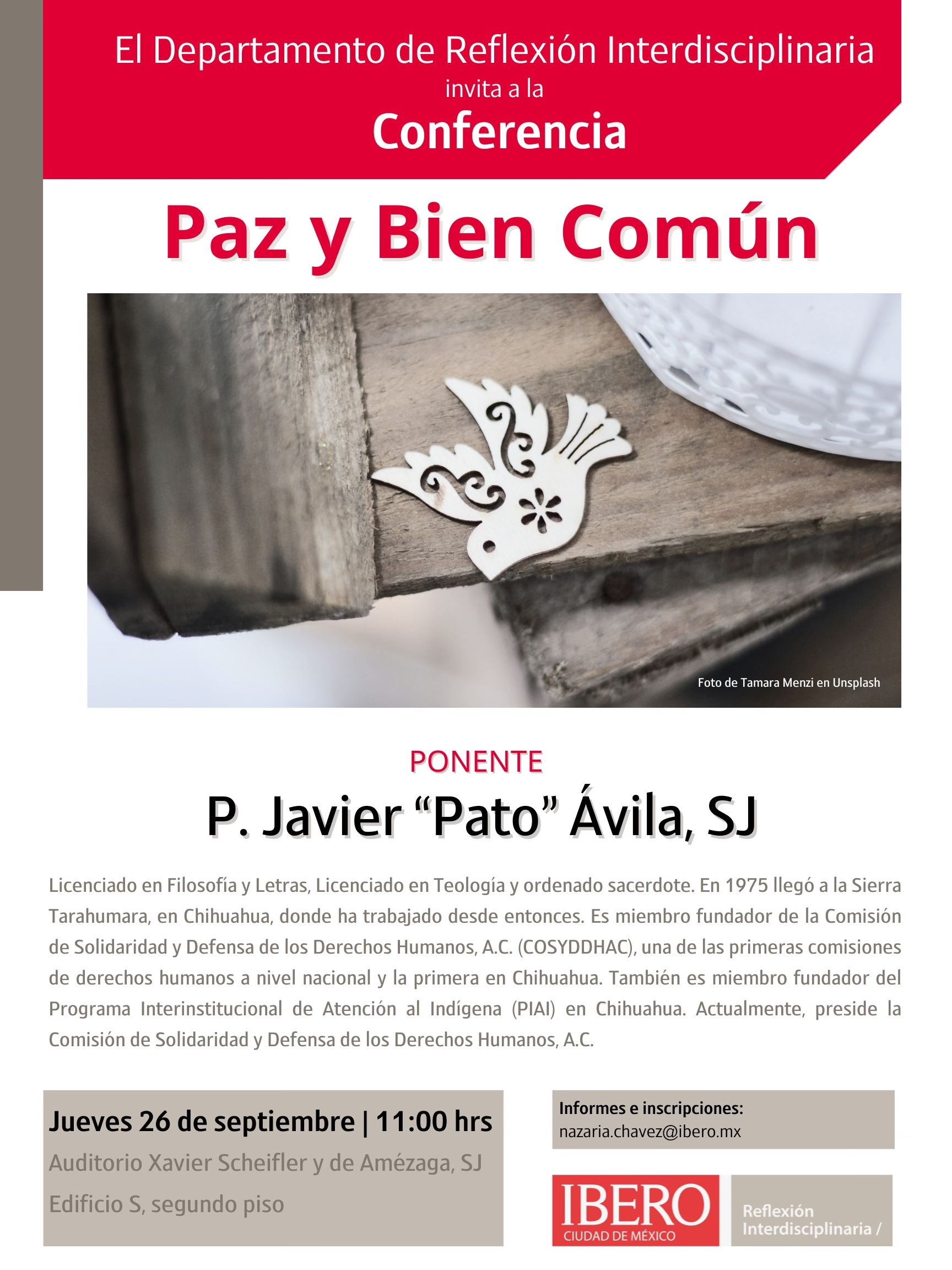 ¡Aparta la fecha! Conferencia Paz y Bien Común