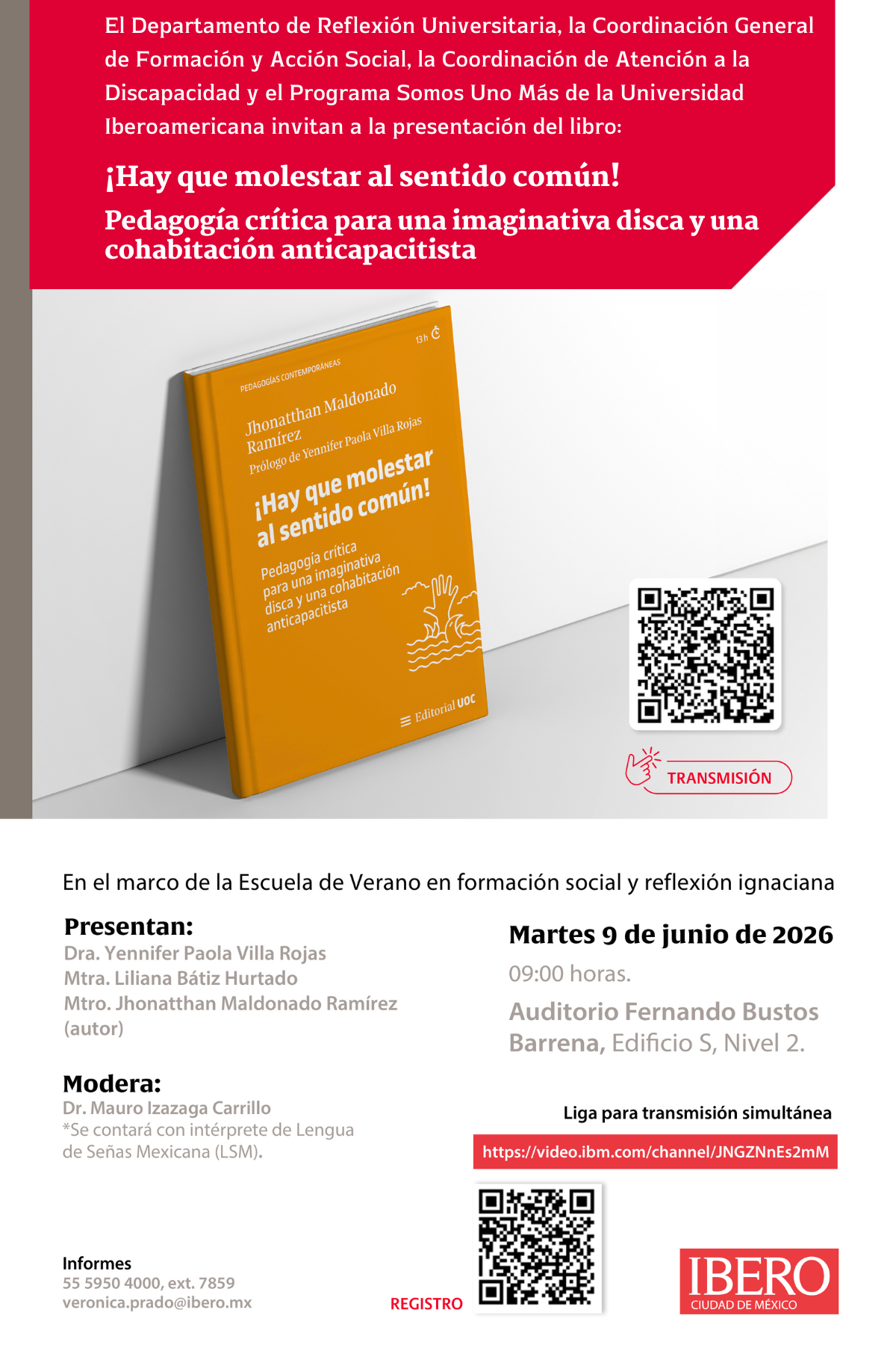 Presentación del libro ¡Hay que molestar al sentido común! Pedagogía crítica para una imaginativa disca y una cohabitación anticapacitista