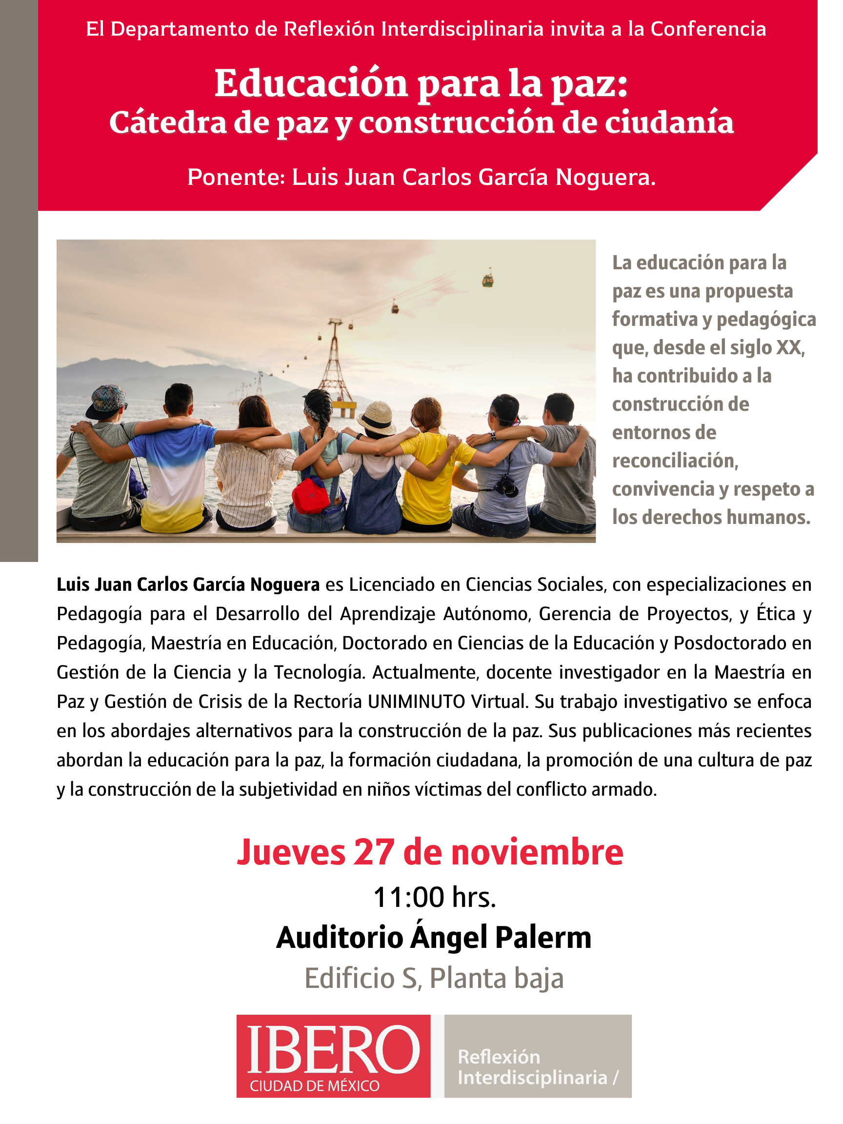 Conferencia: Educación para la paz — Cátedra de paz y construcción de ciudadanía