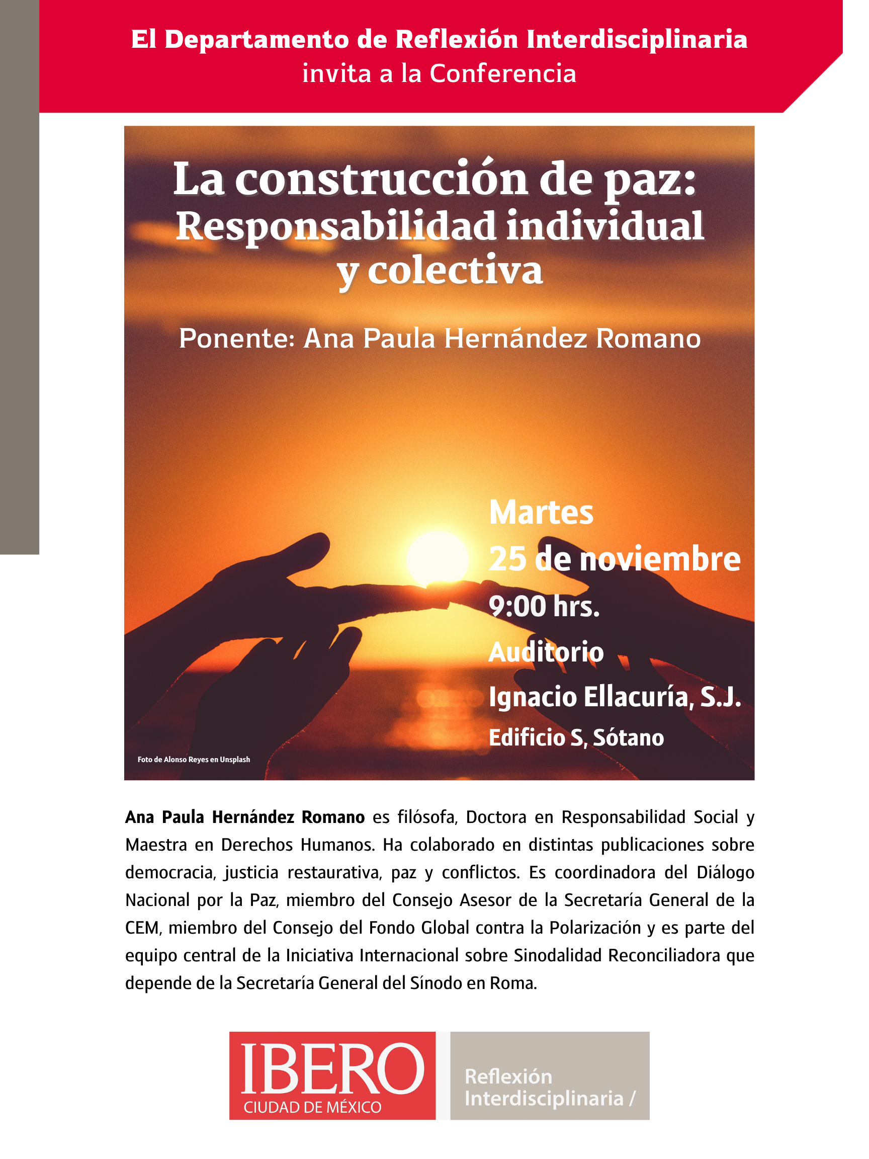 ✨ Conferencia | La construcción de paz: Responsabilidad individual y colectiva ✨